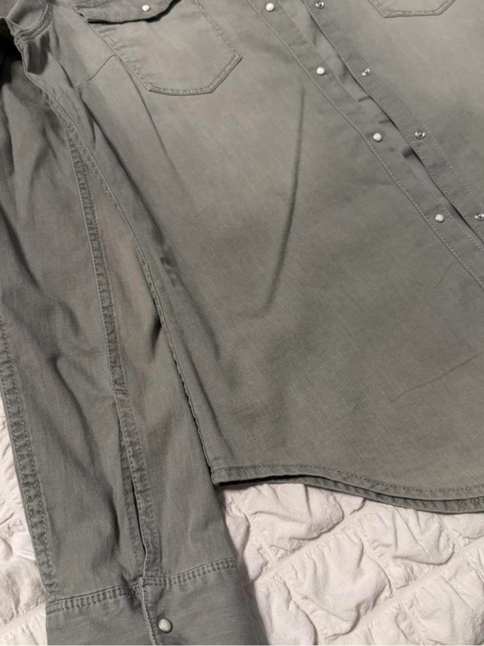 Calvin Klein Women's Grey Button-Front Western Shirt - Picture 4 of 5